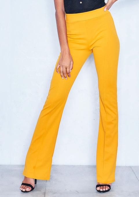 Lacey Mustard High Waist Flare Trousers