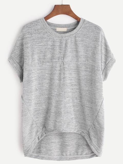 Grigio Alto Basso Fasciate T-shirt