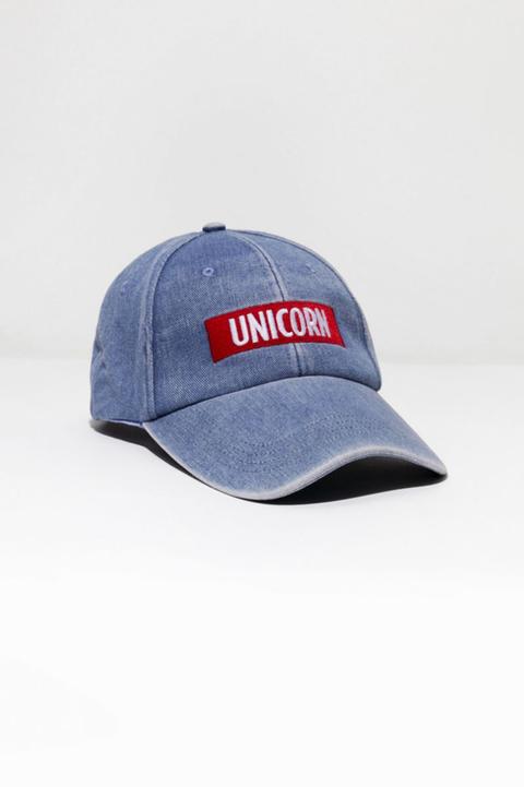 Cappellino In Jeans Con Slogan