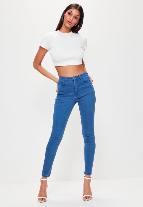 Blue Hustler Mid Rise Stretch Skinny Jeans