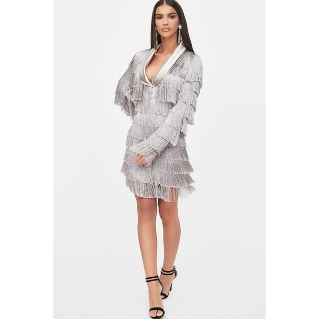 lavish alice fringe blazer dress OFF 56