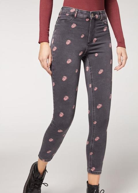 Leggings Push Up Soft Touch Rolling Stones