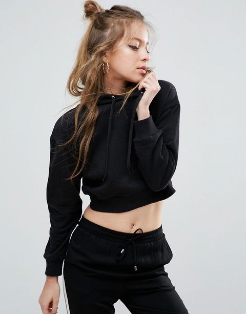 Asos - Pullover Corto Con Cappuccio - Nero