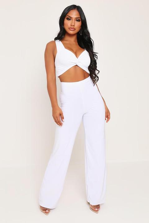 White Slinky Wide Leg Trousers