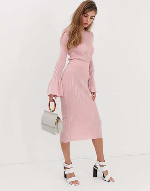 Asos Design Two-piece Knitted Midi Skirt - Pink