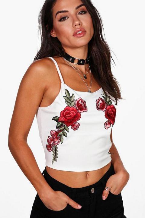 Floral Embroidered Crop Top