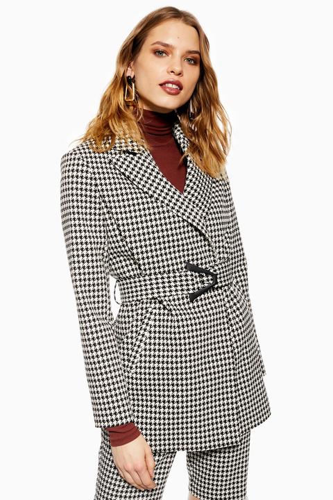 Womens Houndstooth Jacket - Monochrome, Monochrome