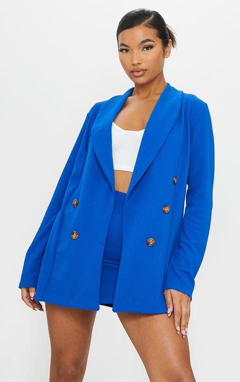 Blazer Oversize Bleu Cobalt À Boutons, Cobalt