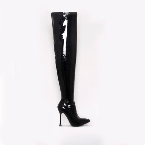 black patent stiletto boots
