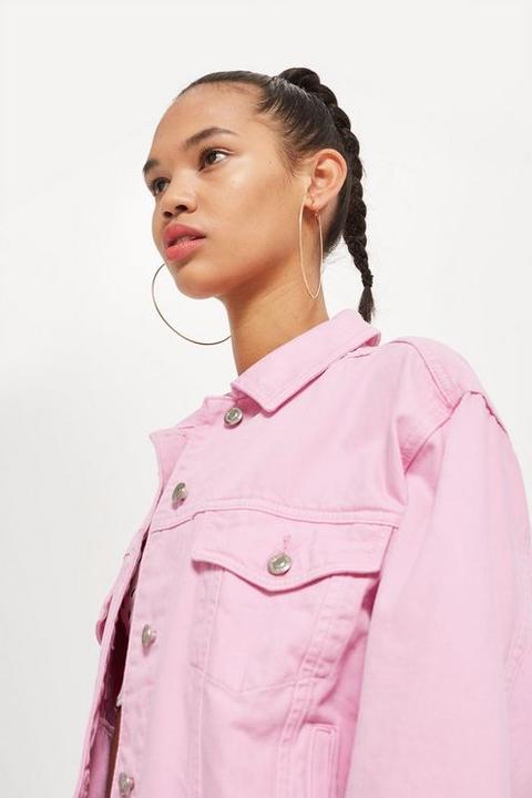 Womens Bubblegum Pink Boxy Denim Jacket - Bubblegum, Bubblegum