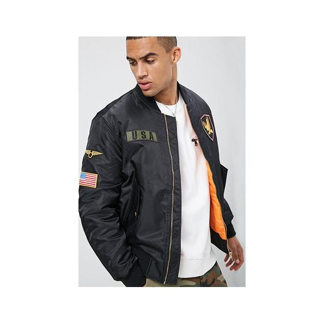 forever 21 mens black bomber jacket