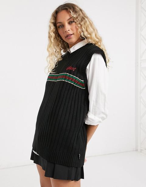 Kickers Knitted Sweater Vest With Vintage Stripe-navy