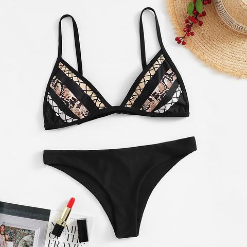 Hipster Bikini Set Mit Schlangenleder Muster