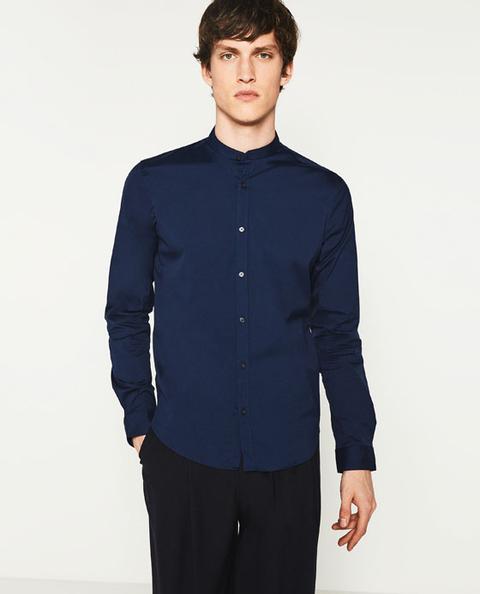 pegamento Discutir Realista Camisa Slim Fit Cuello Mao from Zara on 21 Buttons