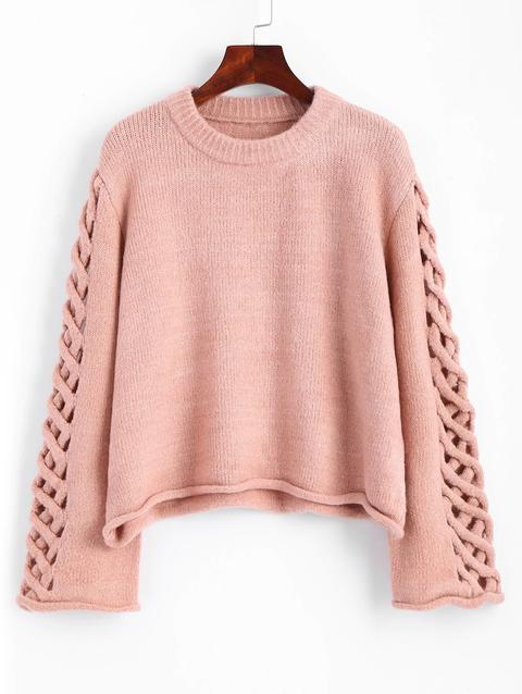 Maglione Pullover Plus Size Con Maniche Intrecciate