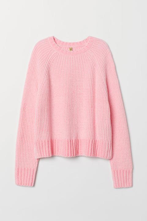 Gerippter Pullover - Pink - Damen