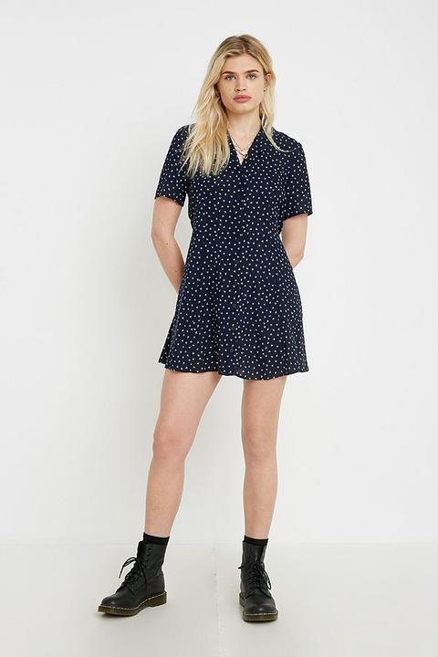 navy floral tea dress