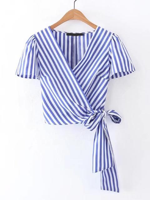 Surplice Front Knot Detail Top