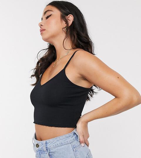 Collusion Crop Bralet With Lettuce Edge-black