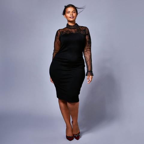 coast black ceri tulle knit dress