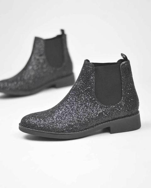 Sophie - Chelsea Boots In Black Glitter