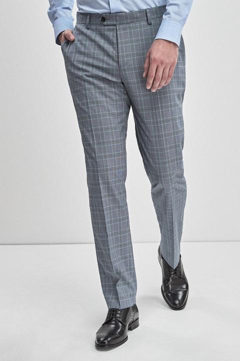 Buy Blue Tailored Fit Check Suit Trousers from Next Peru