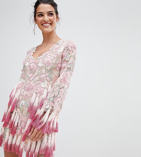 Vestido Skater Con Escote En V Festoneado Y Adornos En Toda La Prenda De A Star Is Born