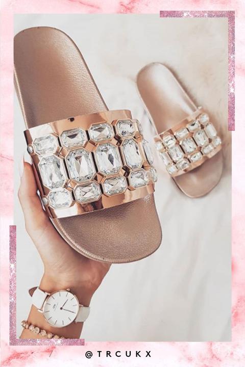 Alicia Rose Gold Diamond Jewel Sliders