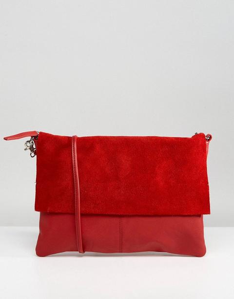 Asos - Borsa Con Tracolla Rimovibile Morbida In Pelle E Camoscio - Rosso