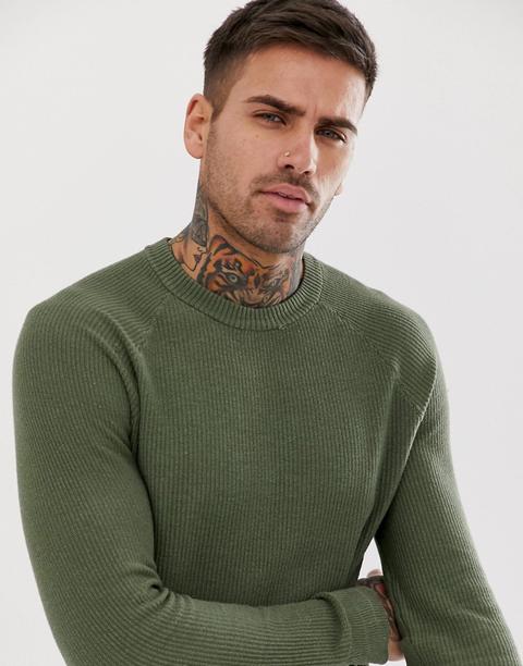 Bershka - Maglione Verde Lavorato A Maglia - Verde