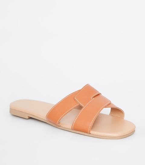 new look tan sliders