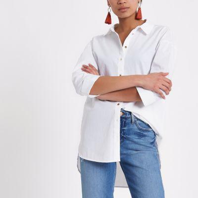 White Long Sleeve Tie Back Shirt