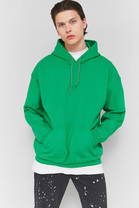 Uo Bright Green Oversized Hoodie - Mens L