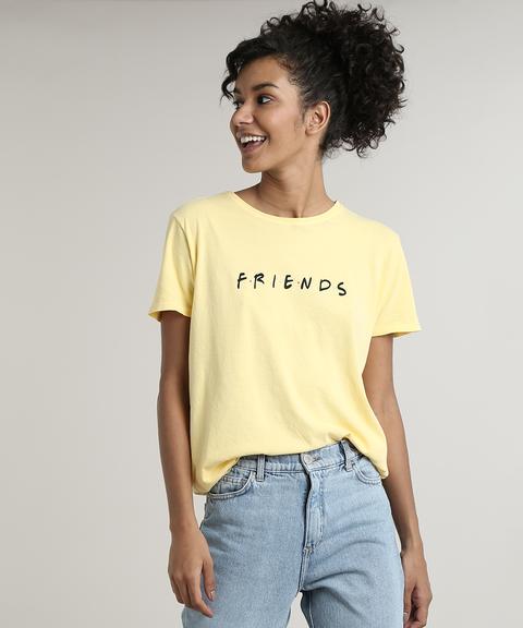 Blusa Feminina Friends Manga Curta Decote Redondo Amarela