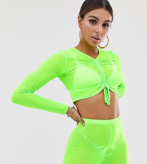 Jaded London Exclusive Booty Short And Crop Co-ord In Neon Lime-green