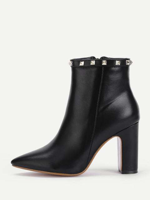 Rockstud Detail Pu Ankle Boots