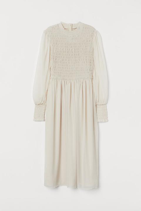 H & M - Abito In Chiffon Con Smock - Beige