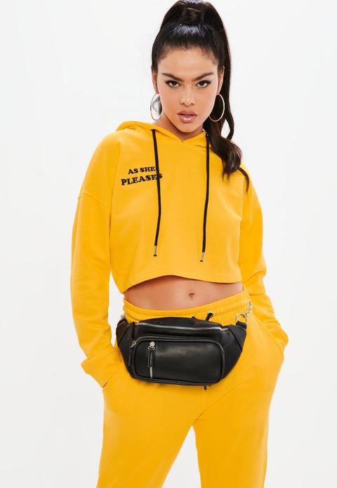 Madison Beer X Missguided Yellow Graphic Crop Hoodie, Yellow