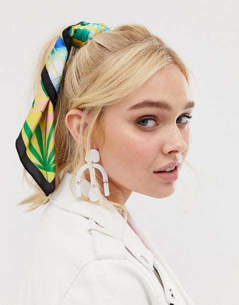 Pañuelo Para El Cuello Y La Cabeza En Poliéster Satinado Con Estampado Tropical De Asos Design-multicolor