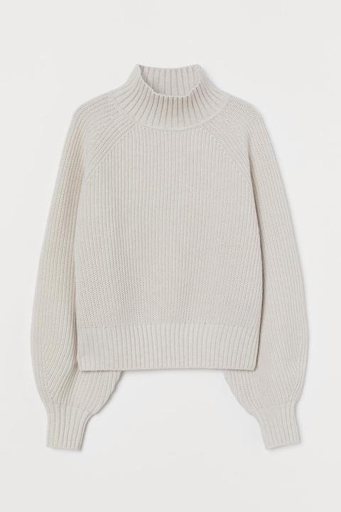 Ribbed Wool-blend Jumper - Brown