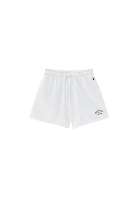 Short Jogger Blanc Broderie Tennis