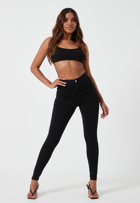 Jean Skinny Noir À Taille Haute Vice