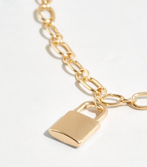 chunky chain necklace with padlock