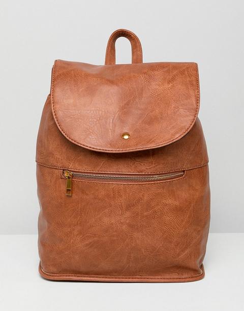 Asos Design - Zaino Morbido Con Zip - Cuoio