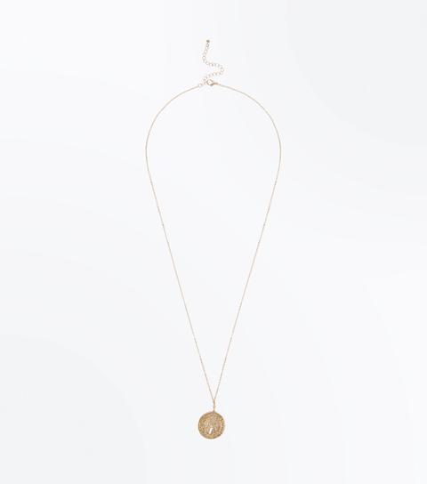 Gold Long Coin Pendant Necklace New Look