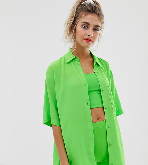 Bershka X Pantone Oversized Shirt In Neon Green