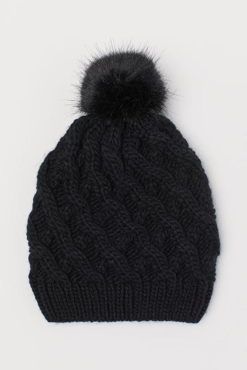 Gorro Con Pompón - Negro