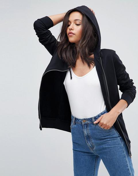 Asos Design Zip Through Hoodie In Black