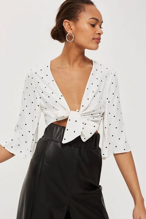 Petite Spotted Knot Front Top