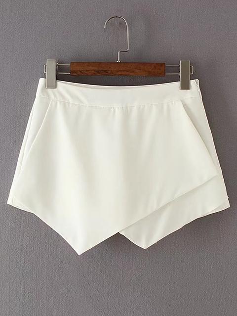 Zipper Side Asymmetrical Shorts